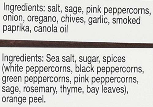 Spice ingredient label showing various spices and herbs.