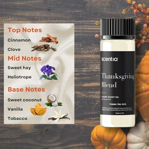 Fragrance Notes Chart for Scentia Autumn Fragrance Oil Set