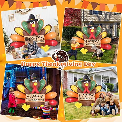 Thanksgiving inflatable turkey decorations with families